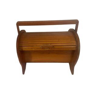 Vintage Cedar Wood Sewing Box w/ Rolltop Cover MCM 1960’s